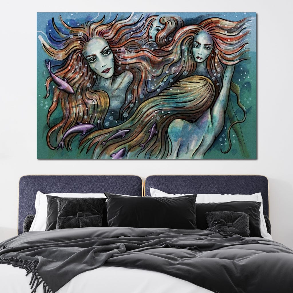 The 4 Mermaids Canvas Wall Art