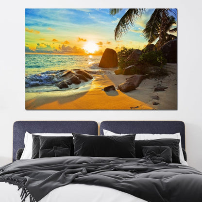 Natural Beach Sunset Canvas Wall Art