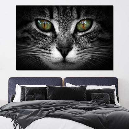 Green Eyed Cat Canvas Wall Art