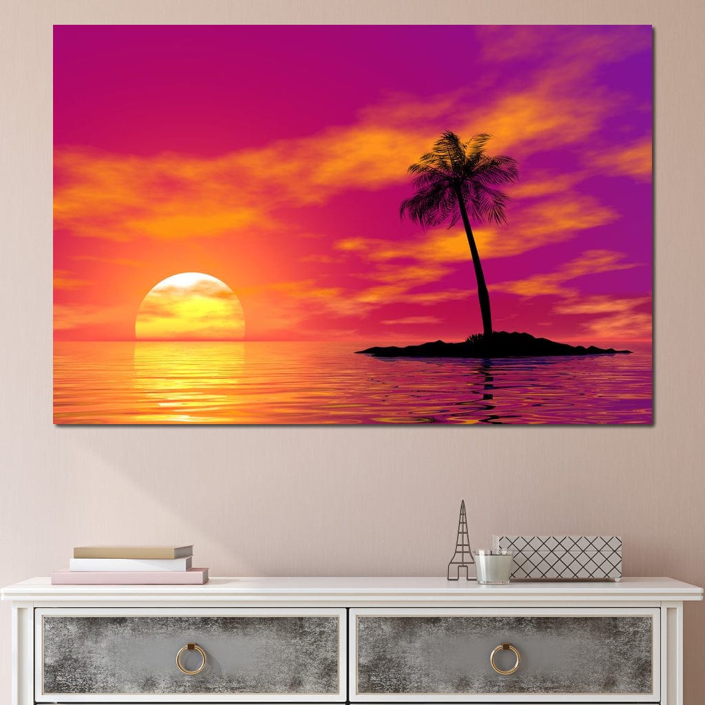 Sunset Island Canvas Wall Art