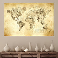 World Map Da Vinci - Mateo Canvas Wall Art