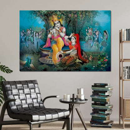 Radha & Krishna Love Tree Canvas Wall Art