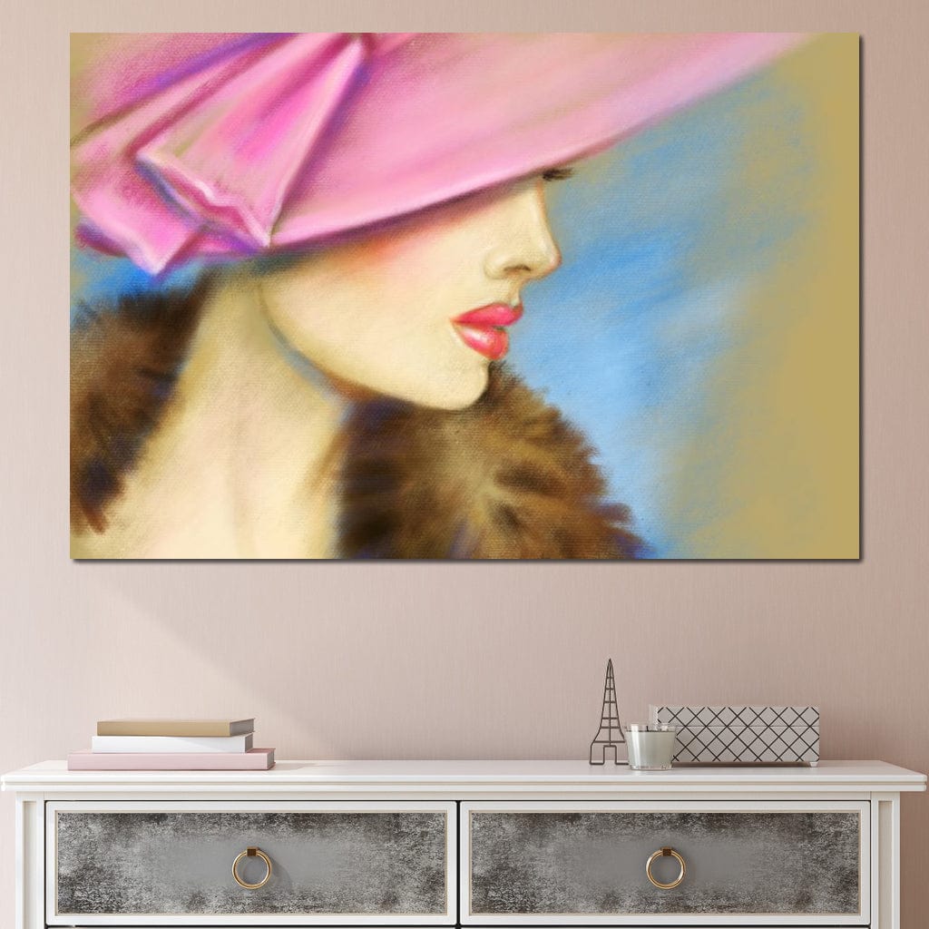 Pink Hat Fashion Canvas Wall Art
