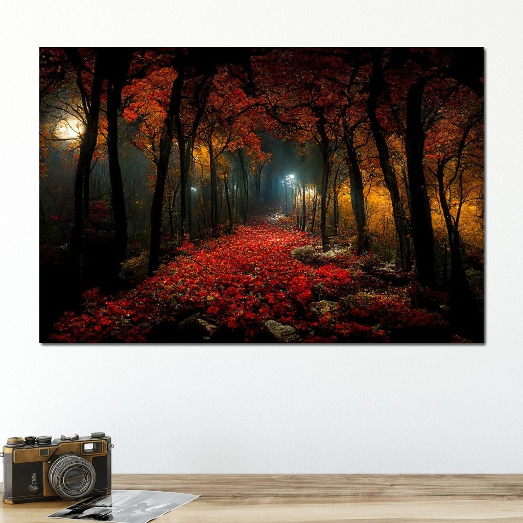 Beautiful Forest at Night Canvas Wall Art