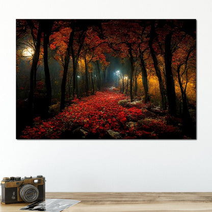 Beautiful Forest at Night Canvas Wall Art