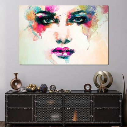 Watercolor Abstract Woman Portrait Canvas Wall Art