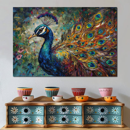 Celestial Peacock Canvas Wall Art