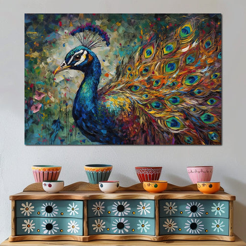 Celestial Peacock Canvas Wall Art