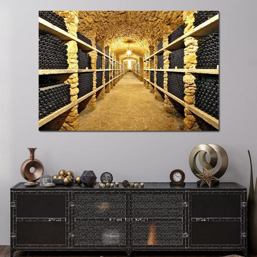Wall of Wine Bottles Canvas Wall Art