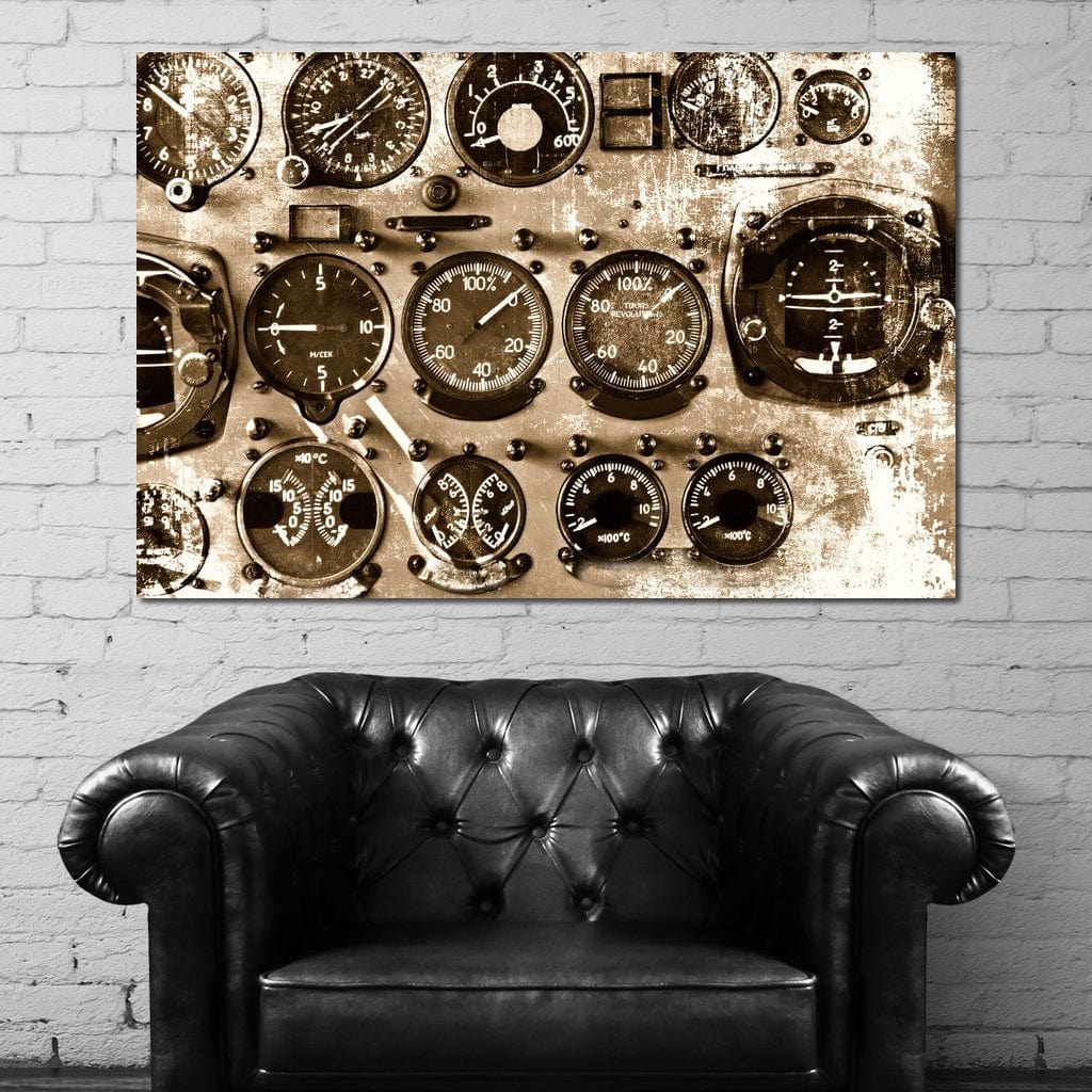 Retro Airplane Instruments Canvas Wall Art