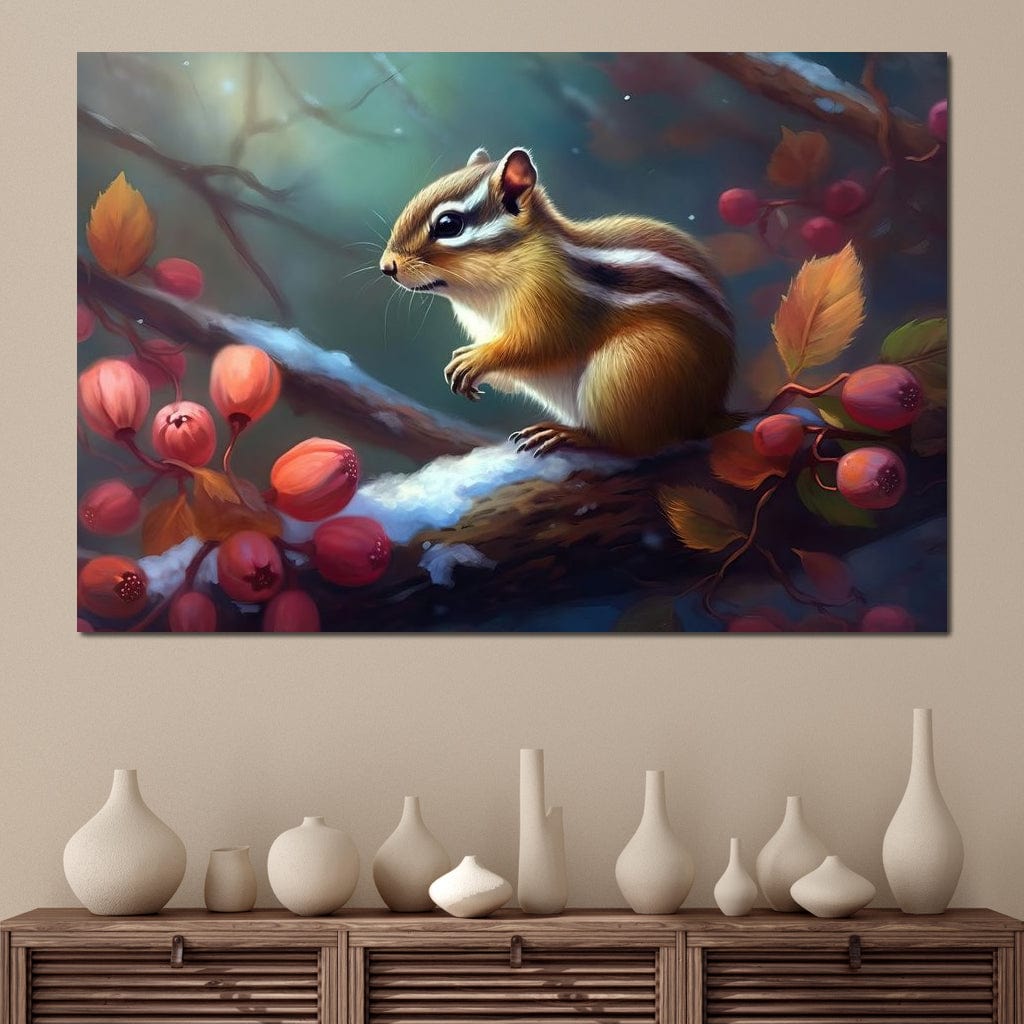 Winter Chipmunk Canvas Wall Art
