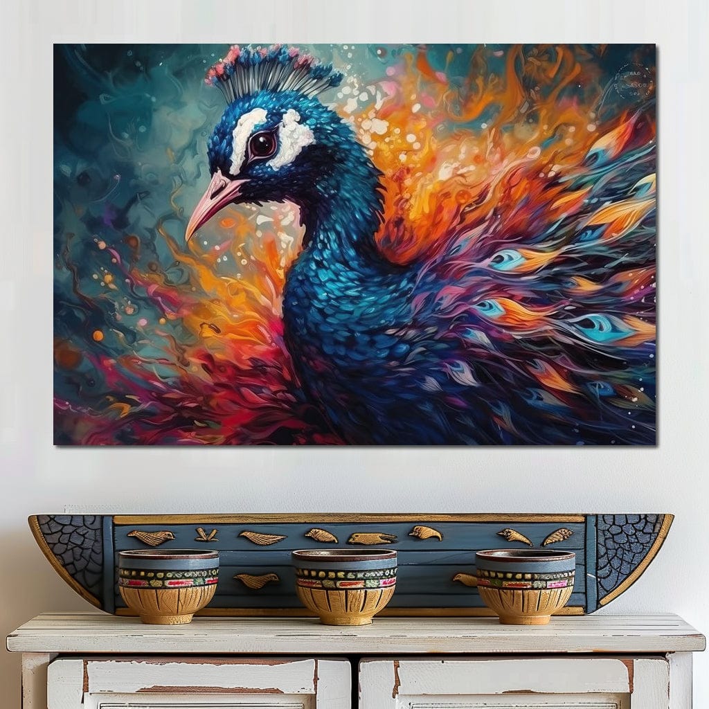 Vibrant Peacock Canvas Wall Art