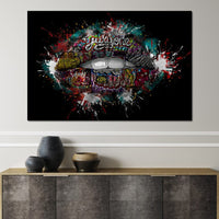 Graffiti Lips Canvas Wall Art