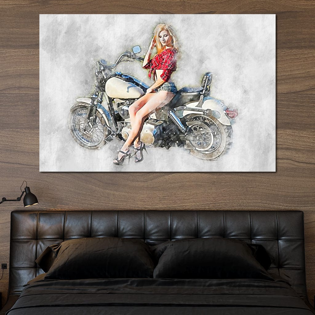 Girl Motorcycle - Mateo Canvas Wall Art