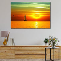 Sailing Boat Sunset Canvas Wall Art