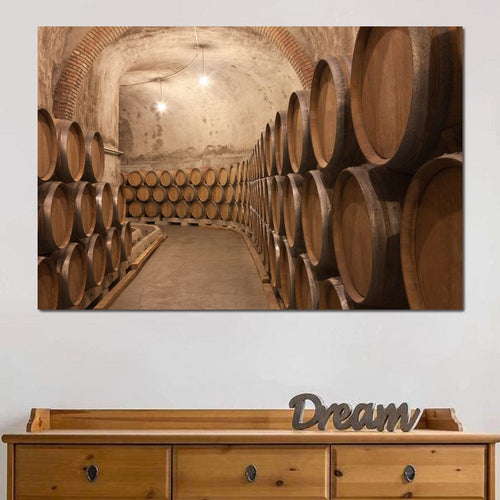 Barrels of Wine Canvas Wall Art