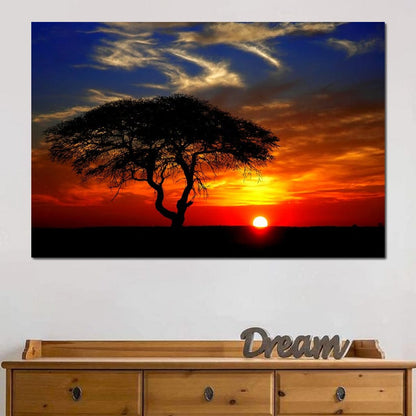 African Landscape Sunset Canvas Wall Art