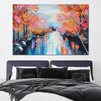 Autumn Stream Pastel Canvas Wall Art