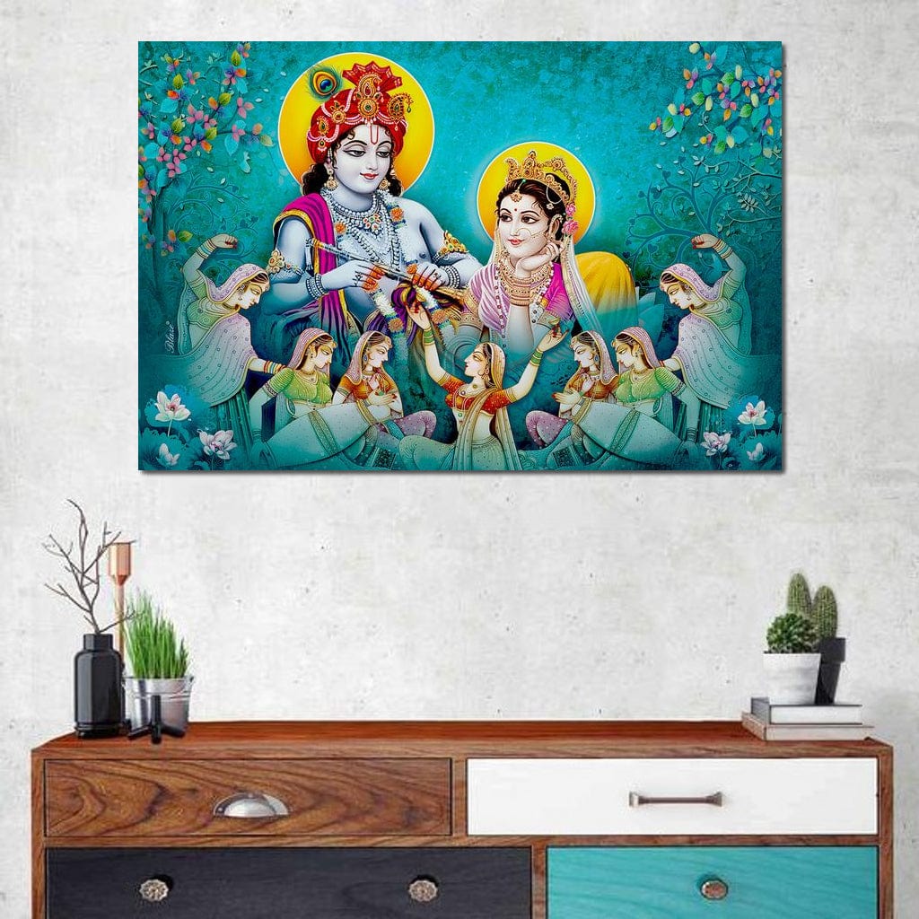 Lord Radha & Krishna Love Song Canvas Wall Art