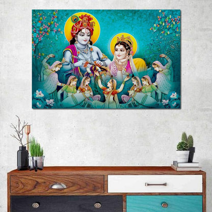 Lord Radha & Krishna Love Song Canvas Wall Art