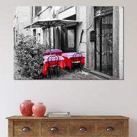 Red Tables In Rome Canvas Wall Art