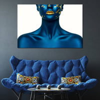 Blue Body Paint Canvas Wall Art