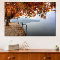 Lakeshore by Fall Canvas Wall Art