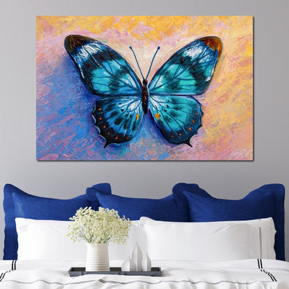 Light Blue Butterfly Canvas Wall Art