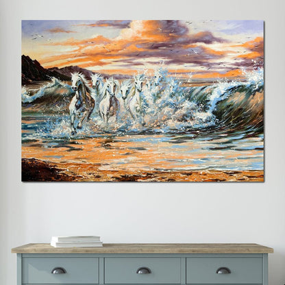 Horses Splash Canvas Wall Art