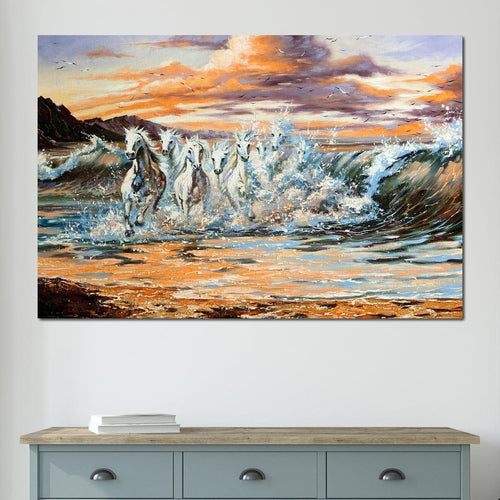 Horses Splash Canvas Wall Art