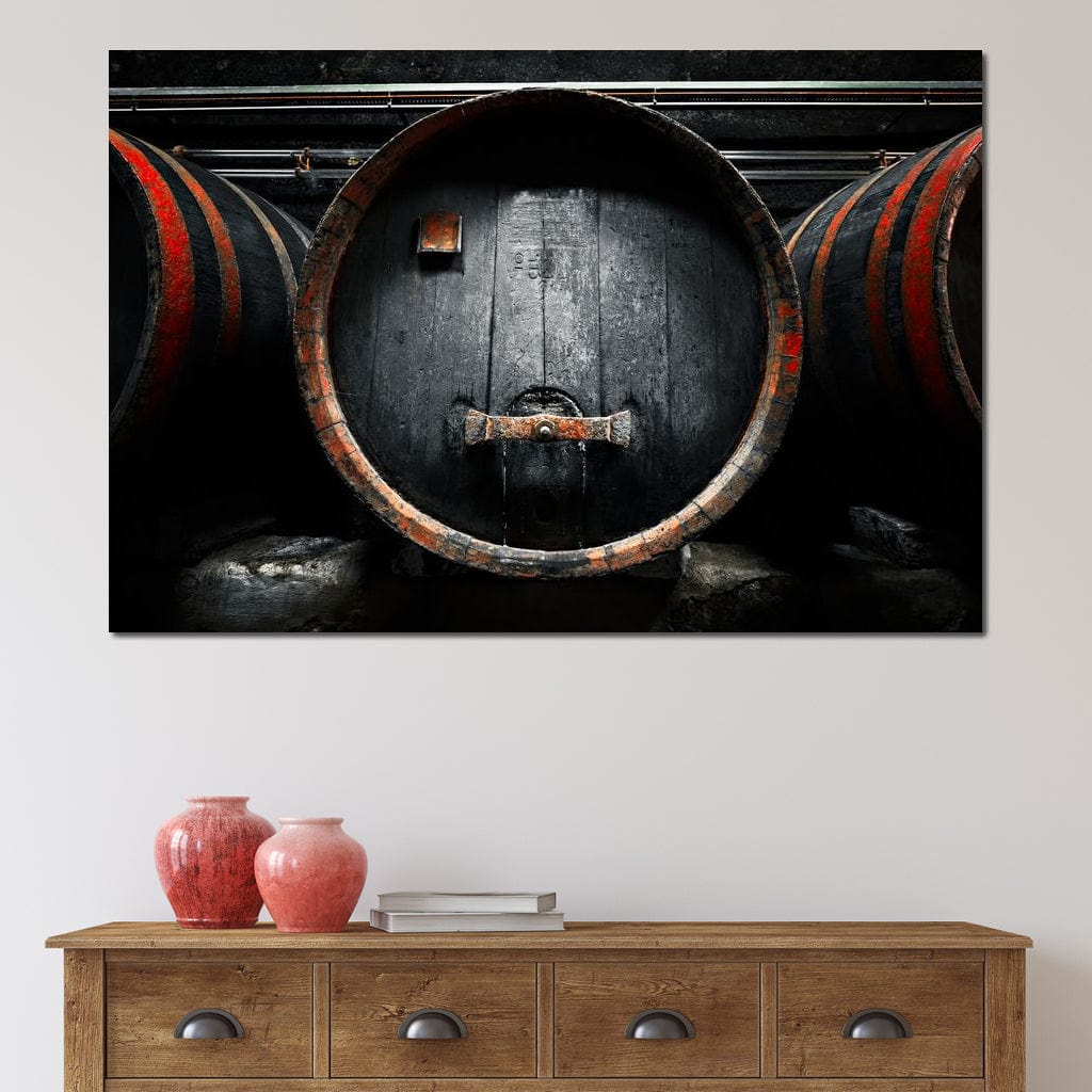 Traditional Wood Barrel Canvas Wall Art