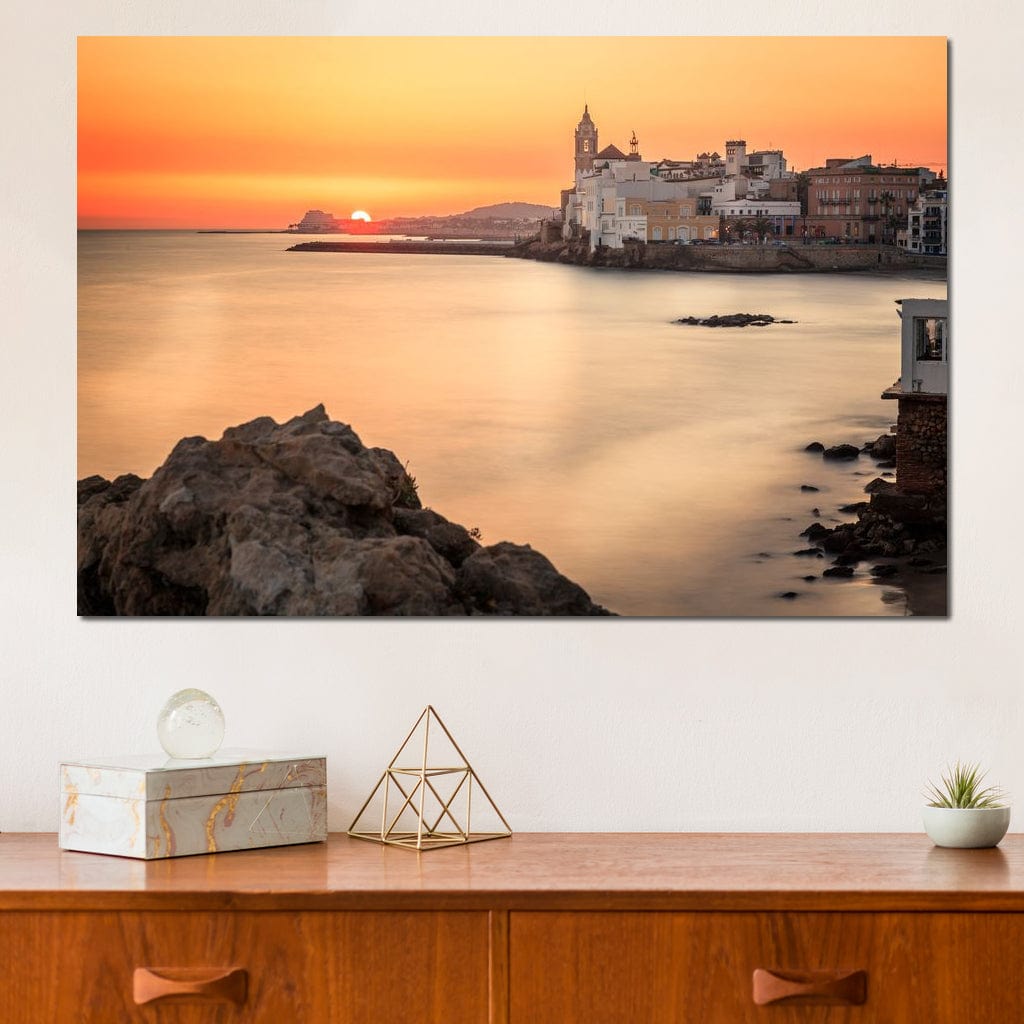 Sunset over Sitges Canvas Wall Art