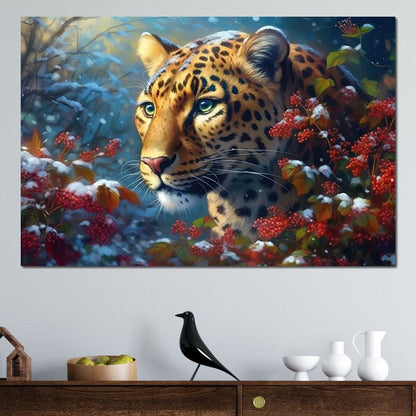 Winter Jaguar Canvas Wall Art