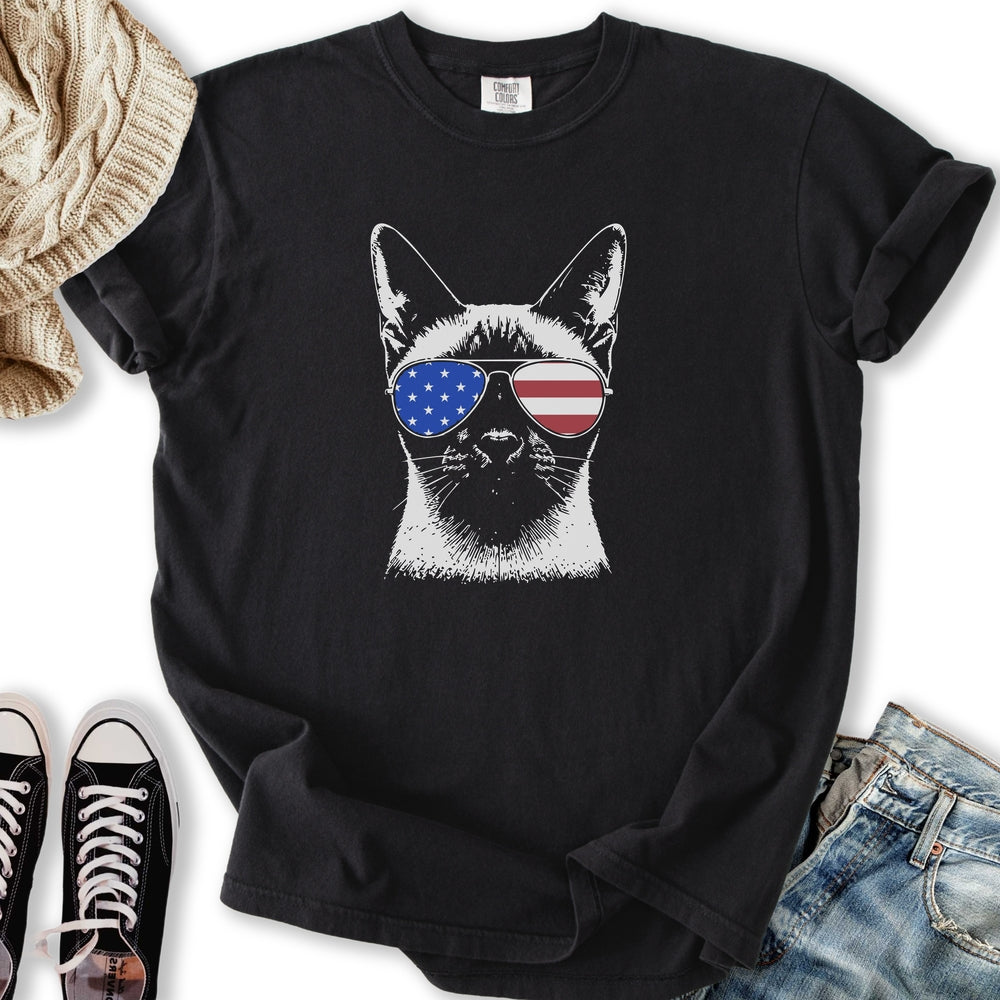 USA Aviator Siamese Cat Relaxed Tee