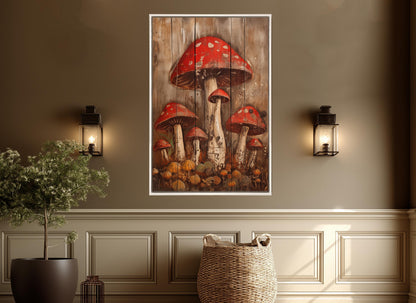 Mushrooms Canvas Print – Abstract Mushroom Art on Gallery Wrapped Cotton Canvas, Ready to Hang
