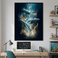 Melodic Tides of Dancing Whales Canvas Wall Art