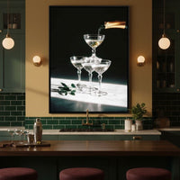 Champagne Cascade Celebration Canvas Wall Art