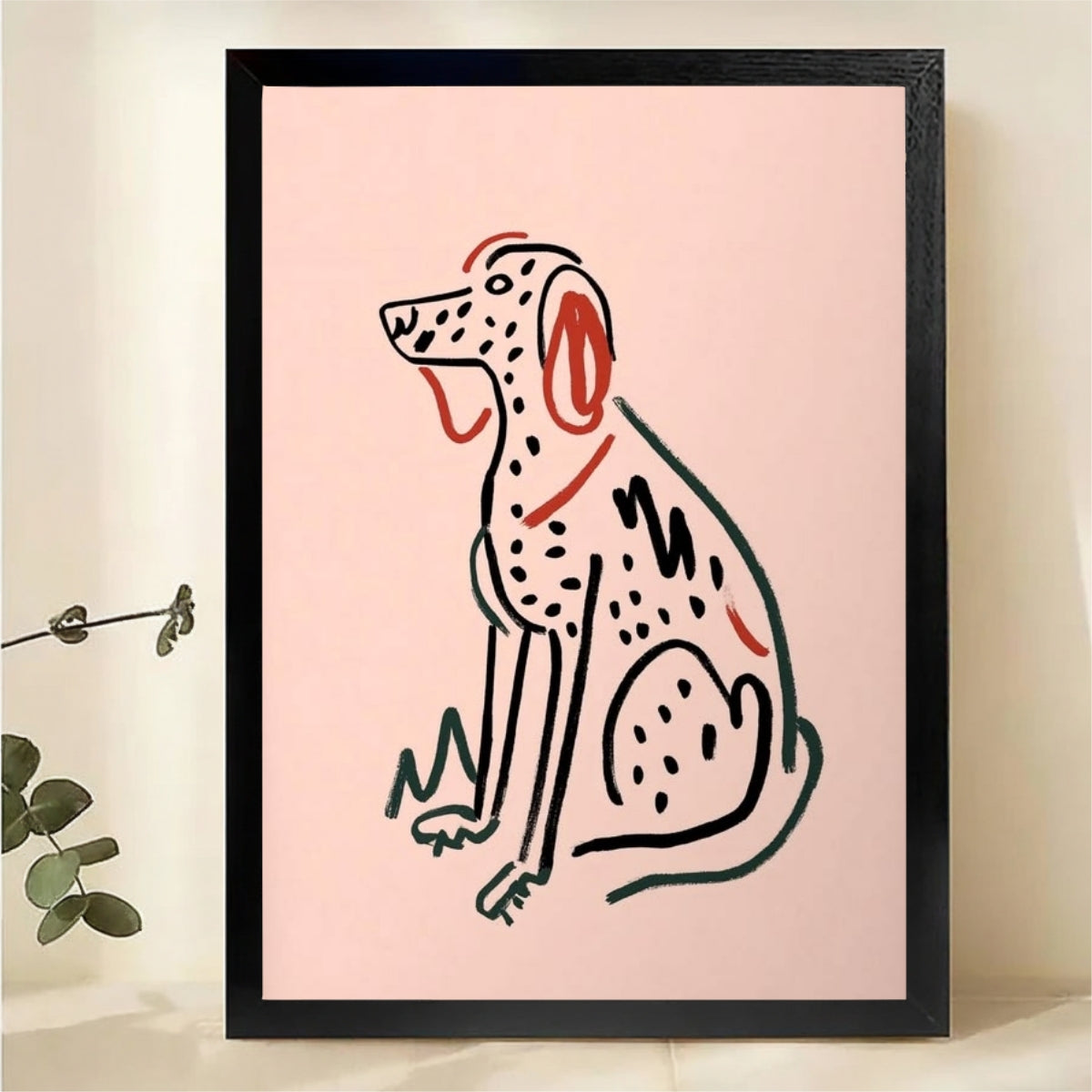 Dalmatian Dog Minimalist Line Art Wall Art - Colorful Sketch Canvas Print