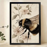 VVintage Bumblebee Botanical Art Print – Nature Wall Decor Canvas Wall Art