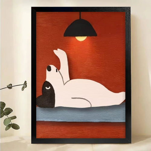 Relaxing Cat Wall Art - Minimalist White Cat Canvas Print