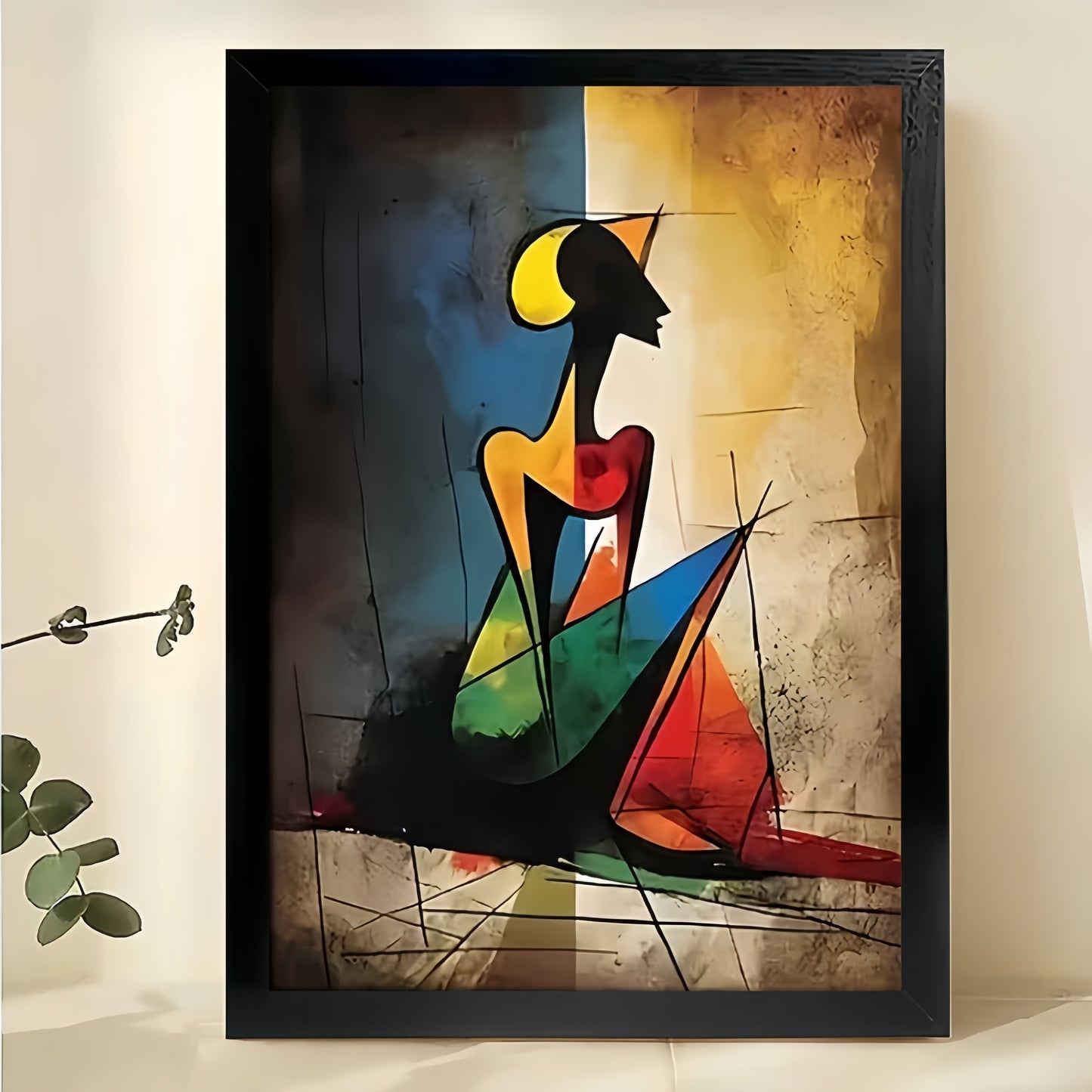 The Abstract Geometric Figure – Modern Artistic Wall Art on Natural Wood Canvas