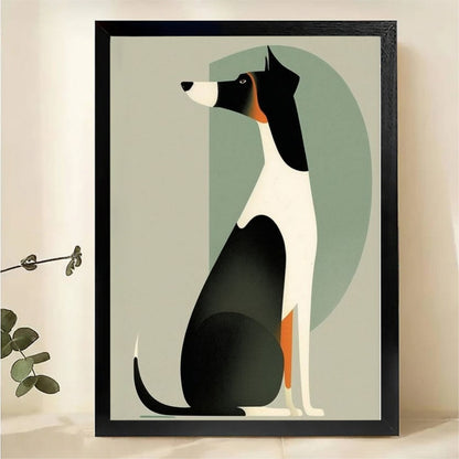 Elegant Hound Dog Portrait Wall Art - Mid-Century Modern Minimalist Canvas Print