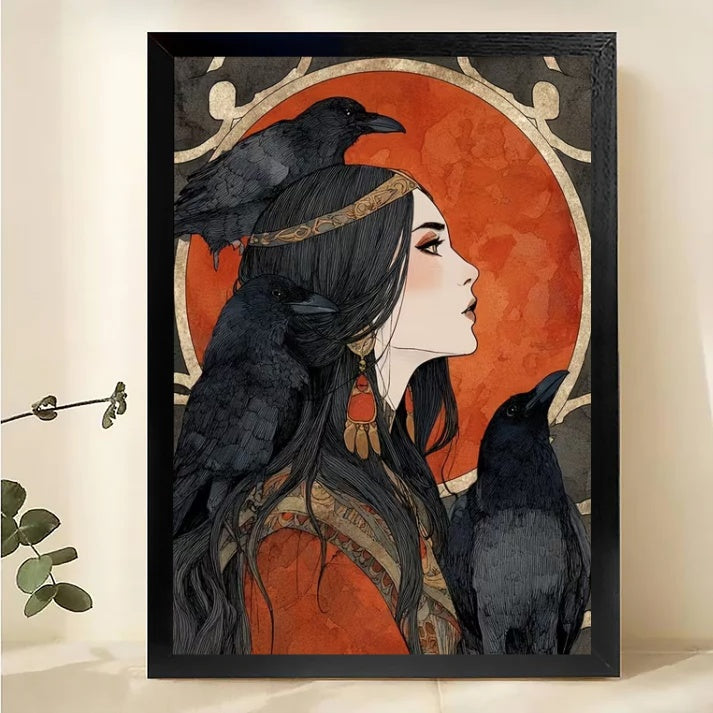 Woman with Ravens Wall Art - Gothic Fantasy Portrait