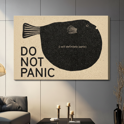 Do Not Panic Funny Puffer Fish Wall Art Print
