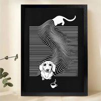Dachshund Coffee Wave Art - Modern Graphic Print Canvas Wall Art