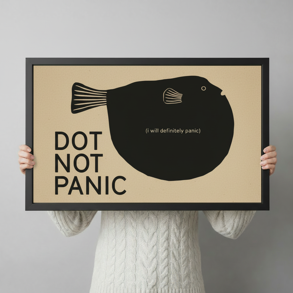 Do Not Panic Funny Puffer Fish Wall Art Print