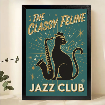 Retro Tiki Bar Cat Art - Vintage Tropical Wall Decor Print Canvas Wall Art