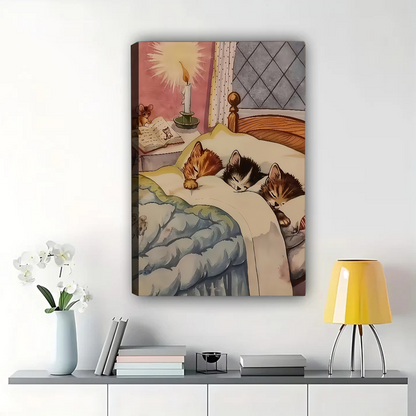 Sleeping Kittens Wall Art - Cozy Bedroom Canvas Print