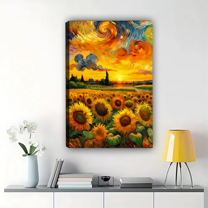 Van Gogh Style Sunflower Field Wall Art - Impressionist Print