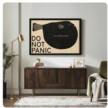 Do Not Panic Funny Puffer Fish Wall Art Print